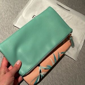 Mint Green and Peach Floral Women's Clutch